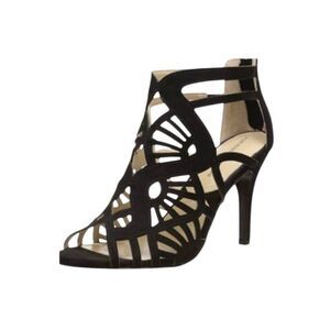 ADRIENNE VITTADINI Gala Black Suede Strappy Heeled Sandal Size 9